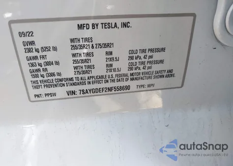 2022 Tesla Model Y Performance Dual Motor All-Wheel Drive from USA, damaged, VIN 7SAYGDEF2NF558690
